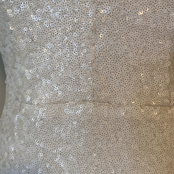 Dress the Population White Sequin V Neck Dress w/ Open Back Size Medium Worn 1X - Picture 2 of 12